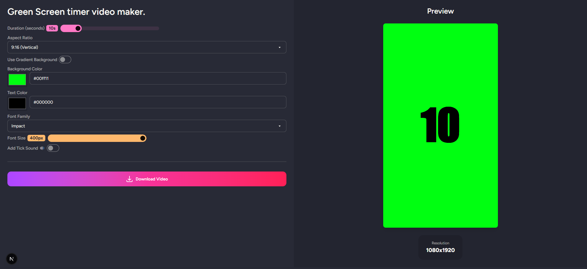 Green Screen Video Timer Maker